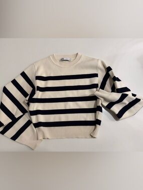Zara Cream Sweater with Black Stripe
